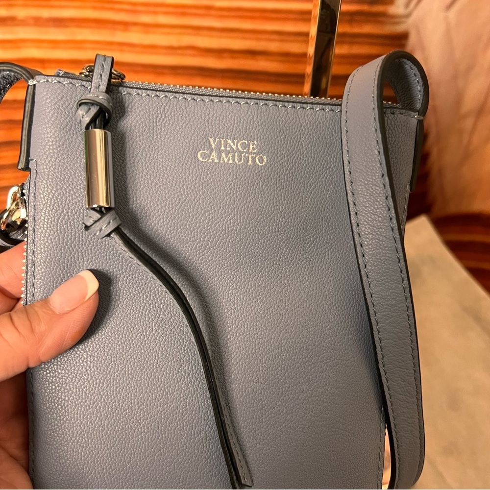 NWT Vince Camuto Genuine Leather Serenity Blue Crossbody Bag, zip closure, - Picture 8 of 17